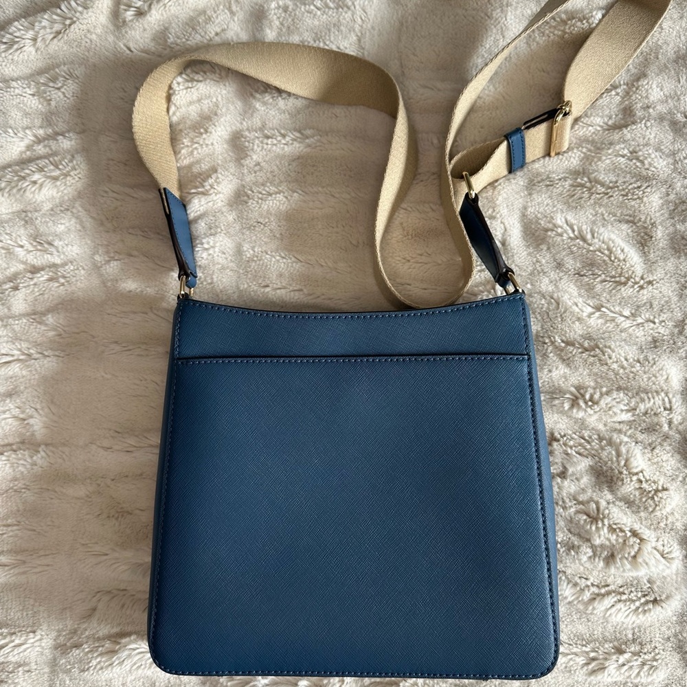 Michael Kors Navy Saffiano Leather Crossbody with Canvas Strap - Picture 9 of 9